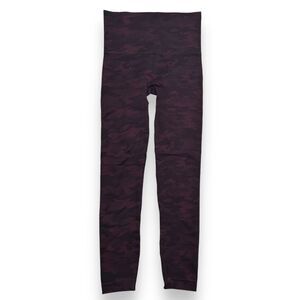 SPANX Burgundy Camo Print Athletic Leggings Seamless Compression Pants Womens Sm